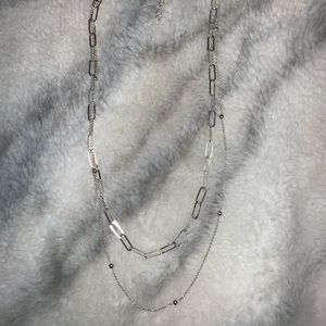silver chain double necklace